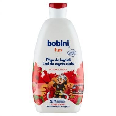 Żel i płyn do kąpieli Bobini 2w1 o zapachu malin 500 ml Żel i płyn do kąpieli Bobini 2w1 o zapachu malin 500 ml