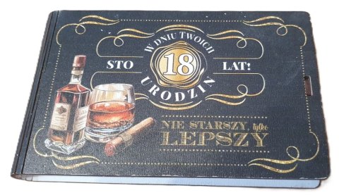 Pudełko na pieniądze 16 x 9,5cm banknotówka na 18 urodziny WHISKY 3302-WY18 Pudełko na pieniądze 16 x 9,5cm banknotówka na 18 urodziny WHISKY 3302-WY18