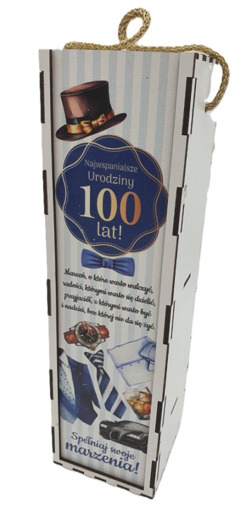 Skrzynka pudełko 33,5 x 9,5cm na butelkę alkoholu 100 lat kolor PAN GADŻET 3311-PNG100 Skrzynka pudełko 33,5 x 9,5cm na butelkę alkoholu 100 lat kolor PAN GADŻET 3311-PNG100