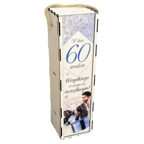Skrzynka pudełko 33,5 x 9,5cm na butelkę alkoholu 60 Urodziny ELEGANT PAN 3311-EPN60 Skrzynka pudełko 33,5 x 9,5cm na butelkę alkoholu 60 Urodziny ELEGANT PAN 3311-EPN60