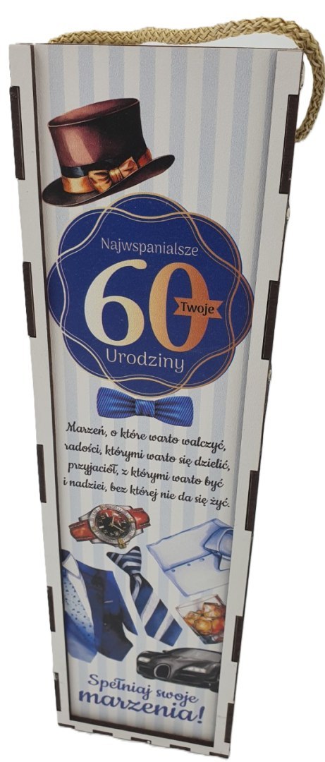 Skrzynka pudełko 33,5 x 9,5cm na butelkę alkoholu 60 Urodziny PAN GADŻET 3311-PNG60 Skrzynka pudełko 33,5 x 9,5cm na butelkę alkoholu 60 Urodziny PAN GADŻET 3311-PNG60