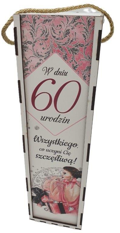 Skrzynka pudełko 33,5 x 9,5cm na butelkę alkoholu 60 Urodziny kolor ELEGANT PANI 3311-EPI60 Skrzynka pudełko 33,5 x 9,5cm na butelkę alkoholu 60 Urodziny kolor ELEGANT PANI 3311-EPI60