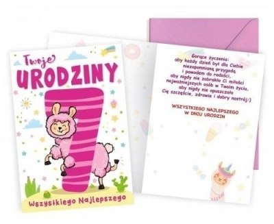 Karnet B6 Urodziny 7 lama PR-449 Karnet B6 Urodziny 7 lama PR-449
