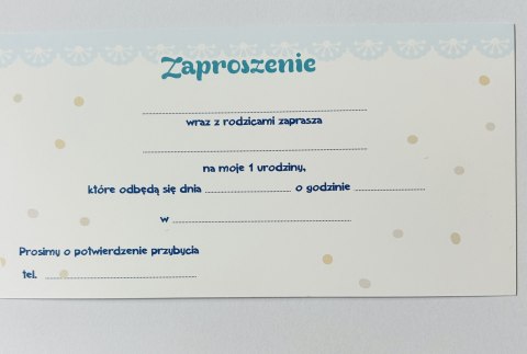Zaproszenia na roczek 10szt. + koperta Zaproszenia na roczek 10szt. + koperta