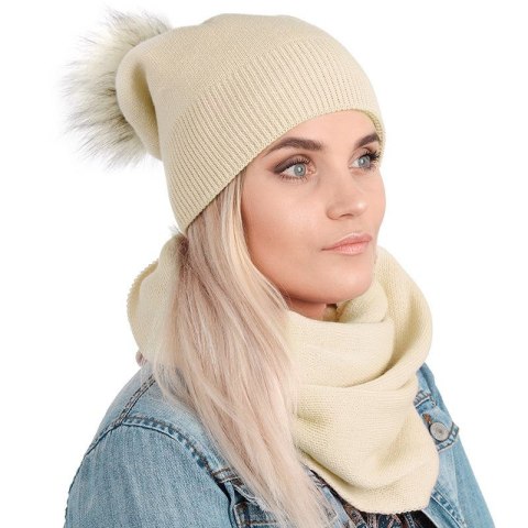 KOMPLET czapka z pomponem i komin KOMPLET czapka z pomponem i komin