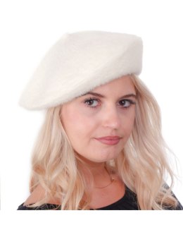 Beret damski alpaka ecru