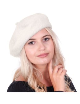 Beret damski alpaka ecru