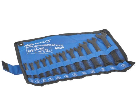 Klucze płasko-oczkowe CRV-czarne 6-22mm 12el. G11260 Klucze płasko-oczkowe CRV-czarne 6-22mm 12el. G11260