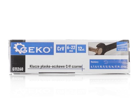 Klucze płasko-oczkowe CRV-czarne 6-22mm 12el. G11260 Klucze płasko-oczkowe CRV-czarne 6-22mm 12el. G11260