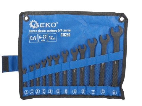 Klucze płasko-oczkowe CRV-czarne 6-22mm 12el. G11260 Klucze płasko-oczkowe CRV-czarne 6-22mm 12el. G11260