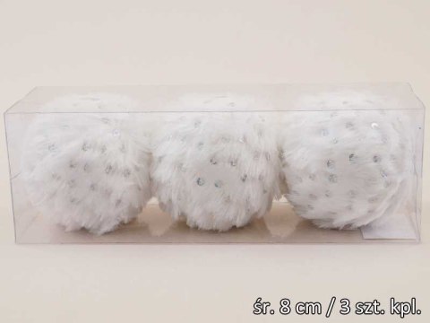Bombki 3szt BIAŁE WŁOCHATE TG42588 Bombki 3szt BIAŁE WŁOCHATE TG42588