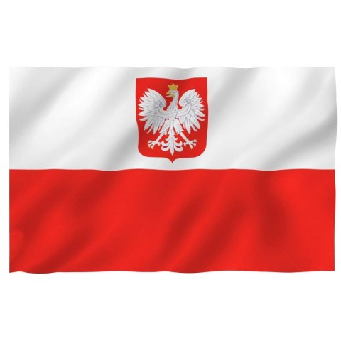 Flaga biało-czerwona z godłem Polska 150x90 Flaga biało-czerwona z godłem Polska 150x90