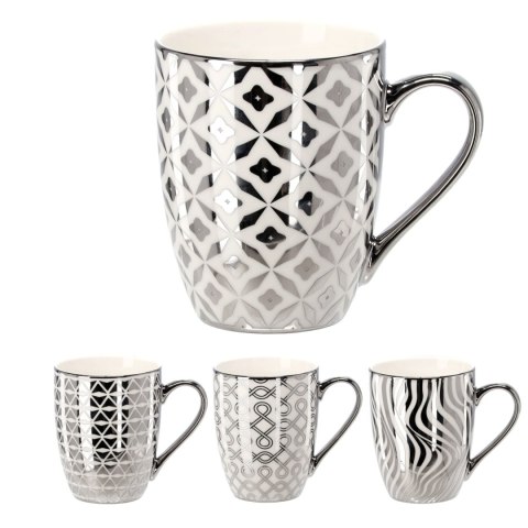Kubek porcelanowy 340ml SREBRNO-BIAŁY Kubek porcelanowy 340ml SREBRNO-BIAŁY