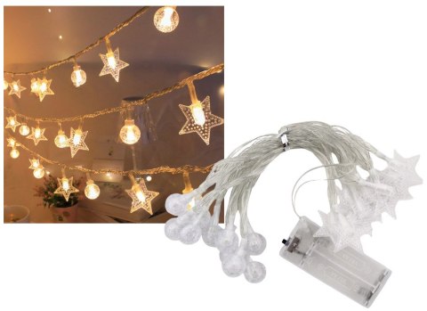 Lampki na baterie świąteczne GWIAZDKI,KULA 20 led - 3 m białe ciepłe LIL-101WW Lampki na baterie świąteczne GWIAZDKI,KULA 20 led - 3 m białe ciepłe LIL-101WW