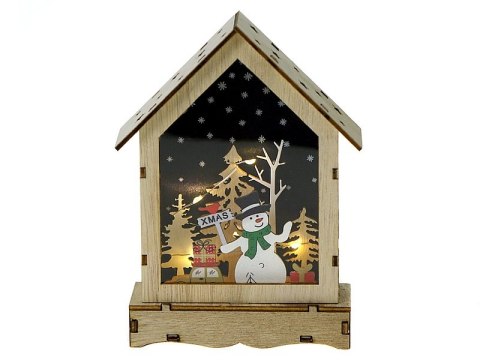 Ozdoba świąteczna domek drewniany ze światłem 16 x 11 x 4,5cm Ozdoba świąteczna domek drewniany ze światłem 16 x 11 x 4,5cm