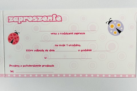 Zaproszenia na roczek 10szt. + koperta Zaproszenia na roczek 10szt. + koperta