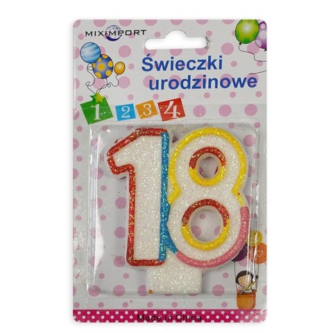 Świeczka cyfra 18-tka mix | św-287k Świeczka cyfra 18-tka mix | św-287k
