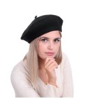 Beret damski w stylu francuskim czarny