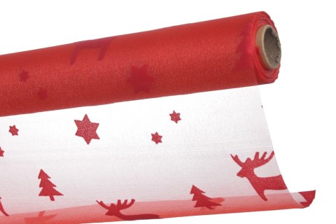 Śnieżna organza flokowana 0,36m x 9m Czerwona Śnieżna organza flokowana 0,36m x 9m Czerwona