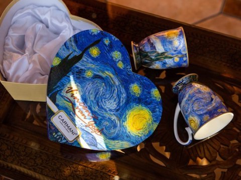 Komplet 2 kubków w sercu - V. van Gogh, Gwiaździsta noc CARMANI | 830-0310 Komplet 2 kubków w sercu - V. van Gogh, Gwiaździsta noc CARMANI | 830-0310