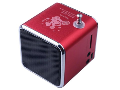 Głośnik bezprzewodowy przenośny mini radio fm led bluetooth mobilny microsd czerwony 06211_CZE Głośnik bezprzewodowy przenośny mini radio fm led bluetooth mobilny microsd czerwony 06211_CZE