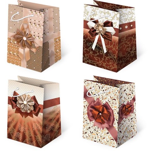 Torebki ozdobne 10szt. T-5L set 99 Kokardy Brązowe 10 x 16 x 6 cm Torebki ozdobne 10szt. T-5L set 99 Kokardy Brązowe 10 x 16 x 6 cm