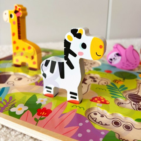 Tooky Toy Drewniane Puzzle Montessori Zwierzątka ZOO Safari Dopasuj Kształty Tooky Toy Drewniane Puzzle Montessori Zwierzątka ZOO Safari Dopasuj Kształty