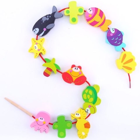 TOOKY TOY Drewniane Koraliki Klocki do Nawlekania Morskie Zwierzęta 13 el. TOOKY TOY Drewniane Koraliki Klocki do Nawlekania Morskie Zwierzęta 13 el.