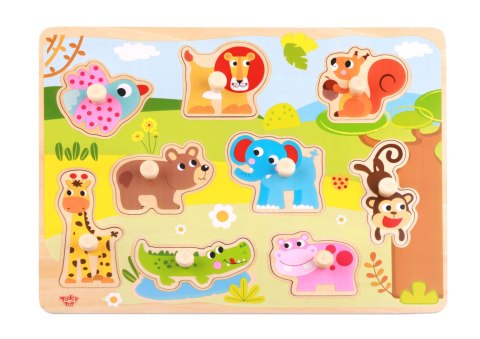 TOOKY TOY Drewniane Puzzle Montessori Zwierzęta z Pinezkami Do Dopasowania TOOKY TOY Drewniane Puzzle Montessori Zwierzęta z Pinezkami Do Dopasowania