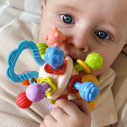 WOOPIE BABY Miękka Grzechotka 2w1 Gryzak Zabawka Sensoryczna dla Niemowląt 0m+ WOOPIE BABY Miękka Grzechotka 2w1 Gryzak Zabawka Sensoryczna dla Niemowląt 0m+