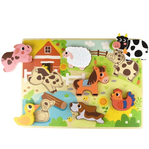 Tooky Toy Drewniane Puzzle Montessori Zwierzątka Farma Dopasuj Kształty Tooky Toy Drewniane Puzzle Montessori Zwierzątka Farma Dopasuj Kształty