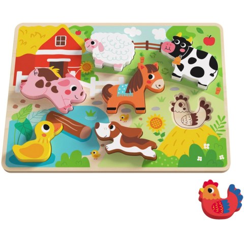 Tooky Toy Drewniane Puzzle Montessori Zwierzątka Farma Dopasuj Kształty Tooky Toy Drewniane Puzzle Montessori Zwierzątka Farma Dopasuj Kształty