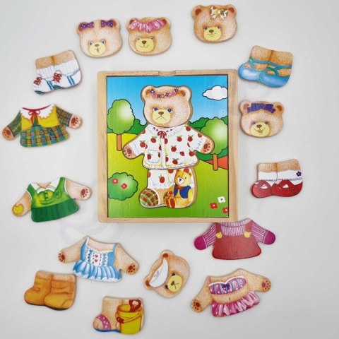 VIGA Drewniana Układanka Logiczna Puzzle Ubierz Misia Dziewczynkę VIGA Drewniana Układanka Logiczna Puzzle Ubierz Misia Dziewczynkę