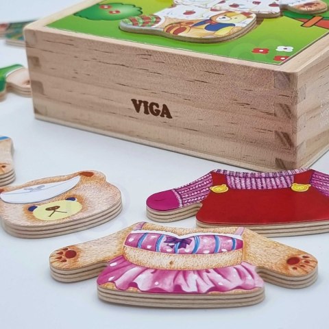 VIGA Drewniana Układanka Logiczna Puzzle Ubierz Misia Dziewczynkę VIGA Drewniana Układanka Logiczna Puzzle Ubierz Misia Dziewczynkę