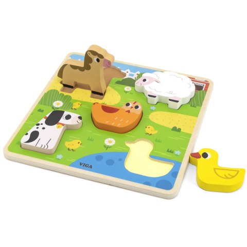 VIGA Drewniana Układanka Puzzle Zwierzątka Farma do Dopasowania VIGA Drewniana Układanka Puzzle Zwierzątka Farma do Dopasowania