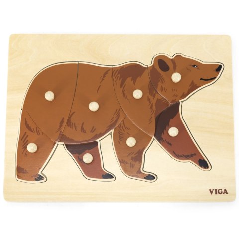 VIGA Drewniane Puzzle Montessori Miś Niedźwiedź z Pinezkami VIGA Drewniane Puzzle Montessori Miś Niedźwiedź z Pinezkami
