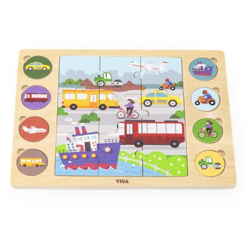 VIGA Drewniane Puzzle Odgadnij po Cieniu - Środki Transportu Układanka 17 el. VIGA Drewniane Puzzle Odgadnij po Cieniu - Środki Transportu Układanka 17 el.