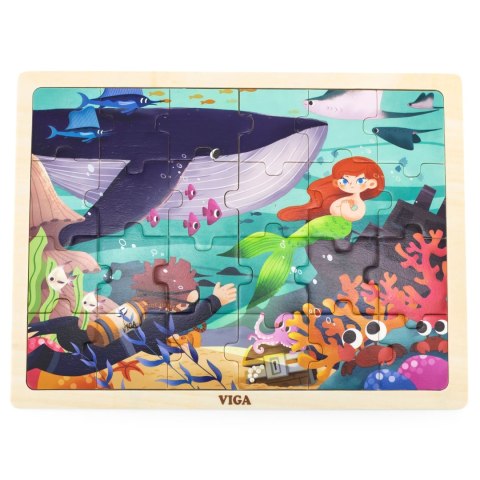 VIGA Drewniane Puzzle Układanka 24 el. Sekrety Morza VIGA Drewniane Puzzle Układanka 24 el. Sekrety Morza