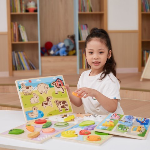 VIGA Drewniane Puzzle Układanka Montessori 2w1 Figurki Farma VIGA Drewniane Puzzle Układanka Montessori 2w1 Figurki Farma