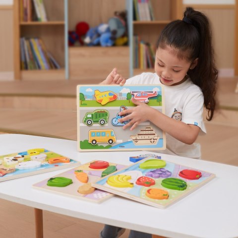 VIGA Drewniane Puzzle Układanka Montessori 2w1 Figurki Farma VIGA Drewniane Puzzle Układanka Montessori 2w1 Figurki Farma
