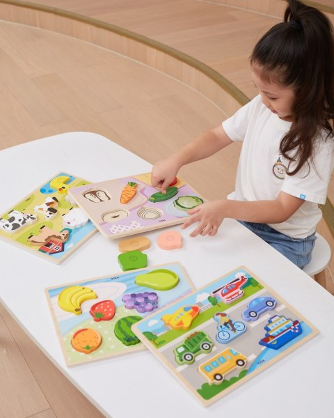 VIGA Drewniane Puzzle Układanka Montessori 2w1 Figurki Farma VIGA Drewniane Puzzle Układanka Montessori 2w1 Figurki Farma