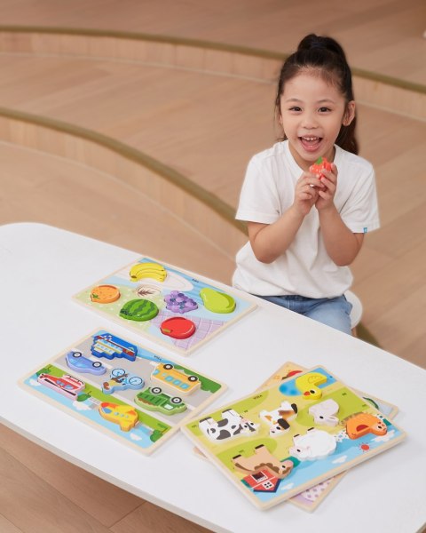 VIGA Drewniane Puzzle Układanka Montessori 2w1 Figurki Farma VIGA Drewniane Puzzle Układanka Montessori 2w1 Figurki Farma
