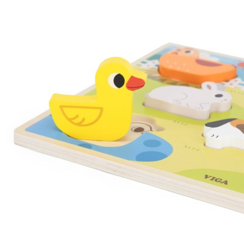 VIGA Drewniane Puzzle Układanka Montessori 2w1 Figurki Farma VIGA Drewniane Puzzle Układanka Montessori 2w1 Figurki Farma