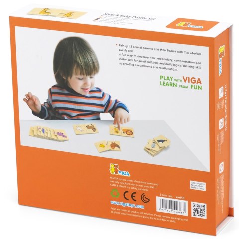 VIGA Drewniane Puzzle Układanka Zwierzątka Małe i Duże VIGA Drewniane Puzzle Układanka Zwierzątka Małe i Duże