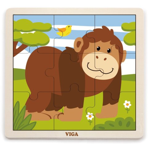 VIGA Poręczne Drewniane Puzzle Goryl 9 elementów VIGA Poręczne Drewniane Puzzle Goryl 9 elementów