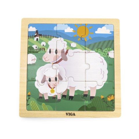 VIGA Poręczne Drewniane Puzzle Owieczki 9 elementów VIGA Poręczne Drewniane Puzzle Owieczki 9 elementów
