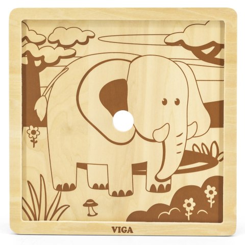VIGA Poręczne Drewniane Puzzle Słoń 9 elementów VIGA Poręczne Drewniane Puzzle Słoń 9 elementów