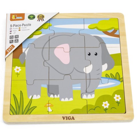 VIGA Poręczne Drewniane Puzzle Słoń 9 elementów VIGA Poręczne Drewniane Puzzle Słoń 9 elementów