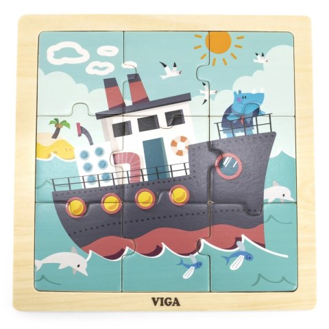 VIGA Poręczne Drewniane Puzzle Statek 9 elementów VIGA Poręczne Drewniane Puzzle Statek 9 elementów