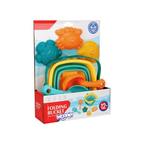 WOOPIE BABY Zestaw Wiaderko Składane z Grabkami Łopatką Foremki Niebieskie WOOPIE BABY Zestaw Wiaderko Składane z Grabkami Łopatką Foremki Niebieskie